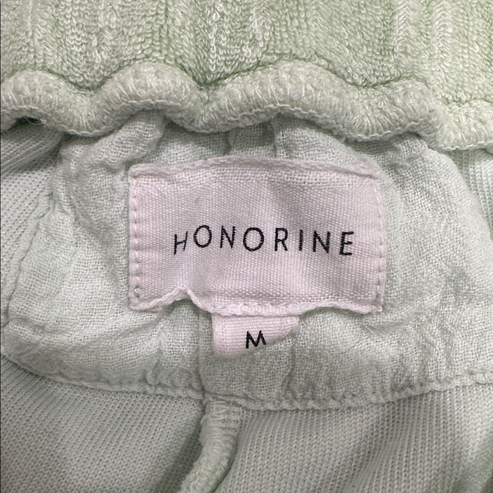 HONORINE lottie terry cloth short honeydew lime green drawstring size medium. - Picture 3 of 4